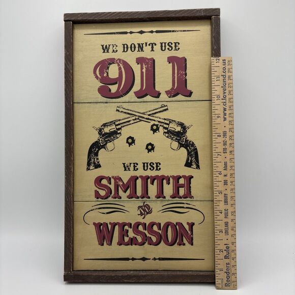 SMITH AND WESSON Wood Sign Framed (14” x 8”) - Picture 7 of 7